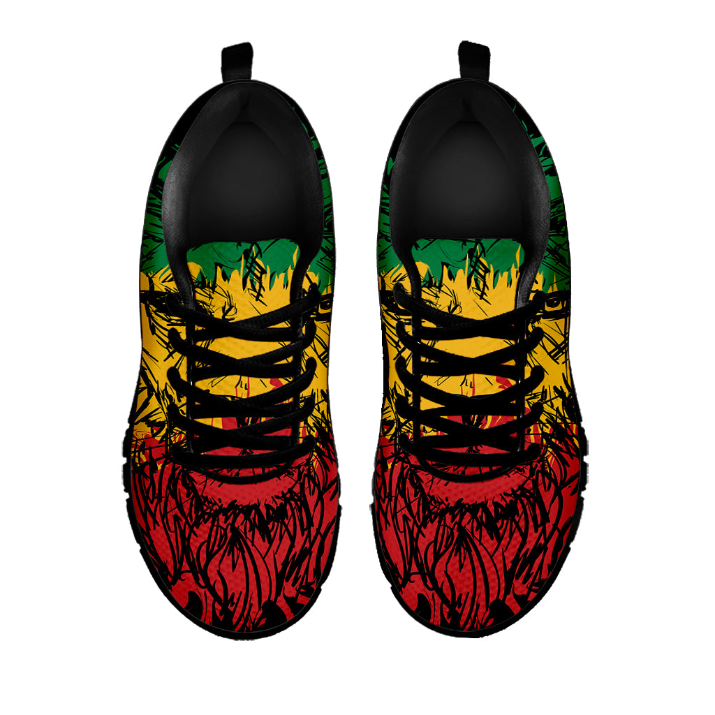 Rasta Lion Print Black Sneakers