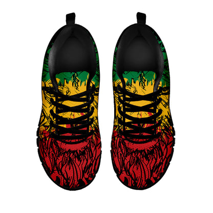 Rasta Lion Print Black Sneakers