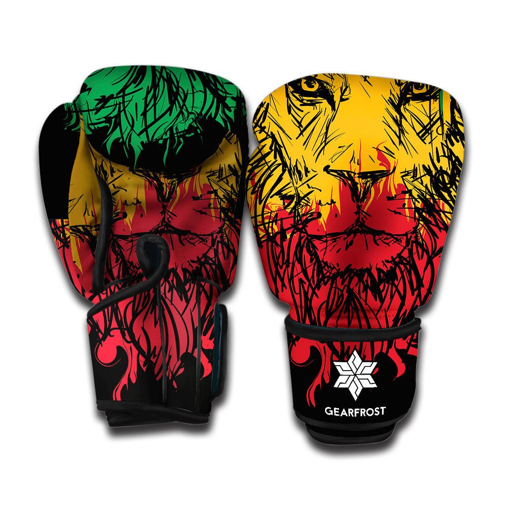 Rasta Lion Print Boxing Gloves