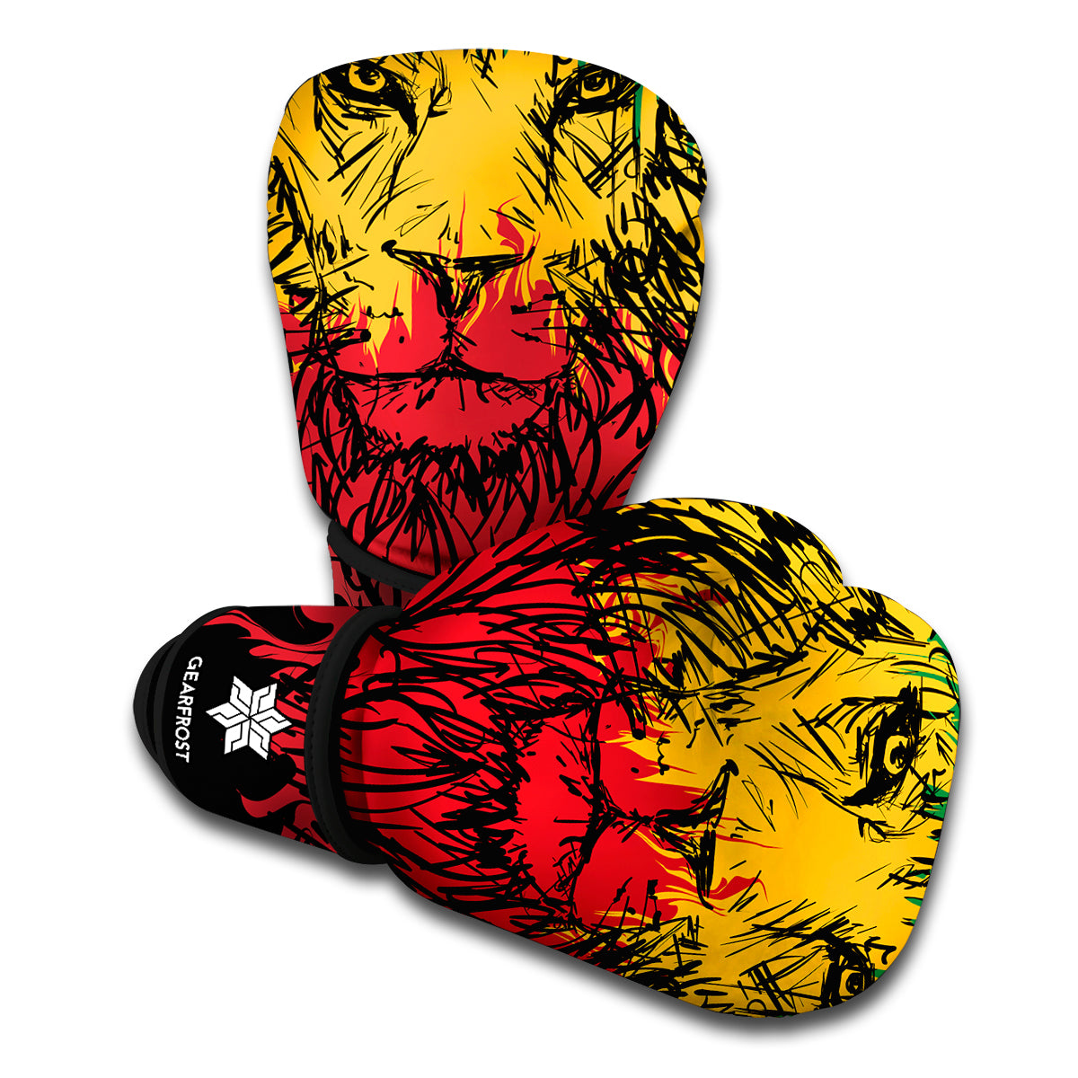 Rasta Lion Print Boxing Gloves