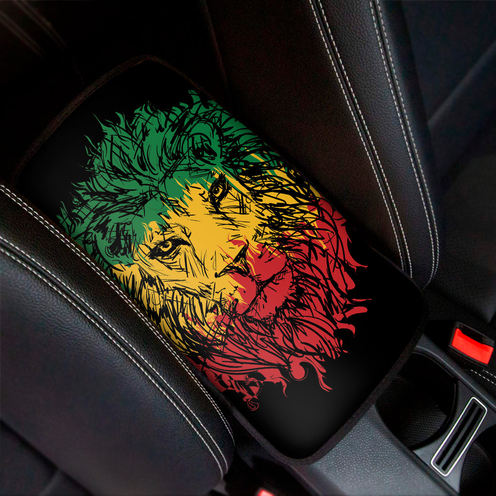 Rasta Lion Print Car Center Console Cover