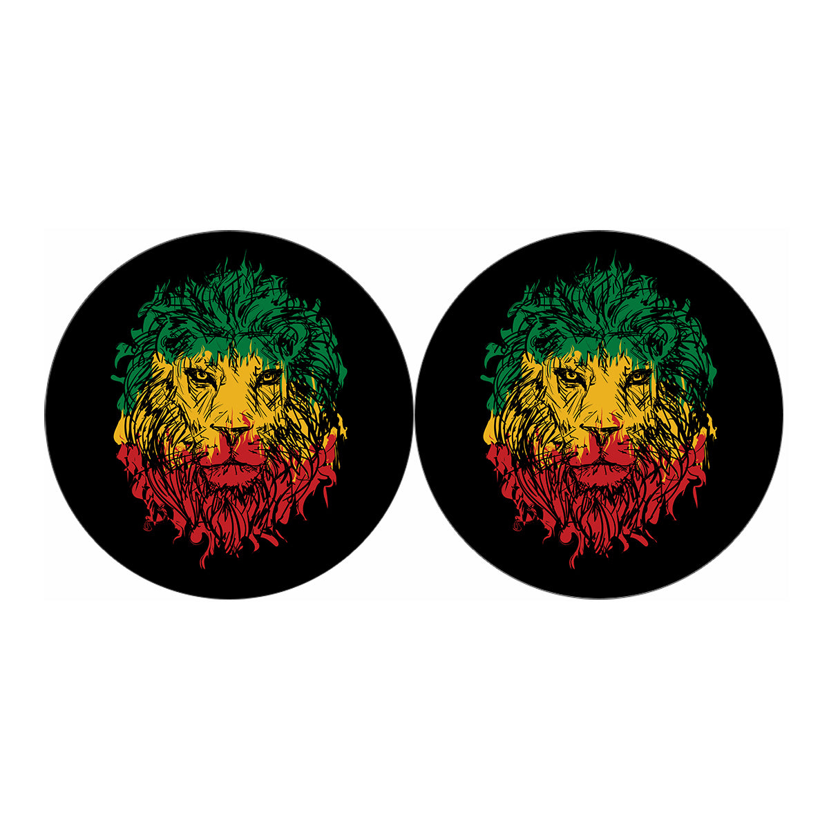 Rasta Lion Print Car Coasters