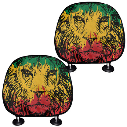 Rasta Lion Print Car Headrest Covers