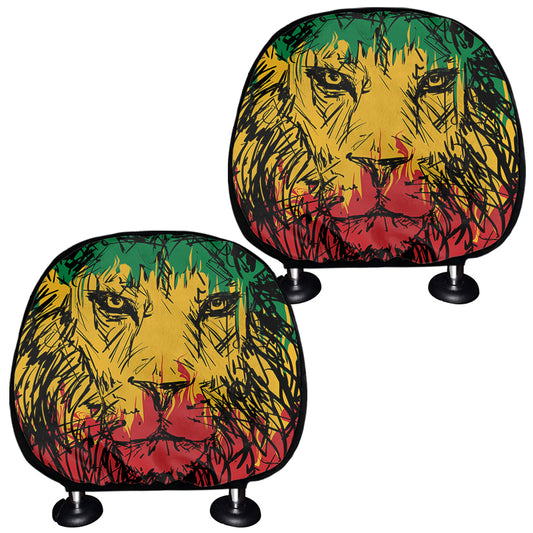 Rasta Lion Print Car Headrest Covers
