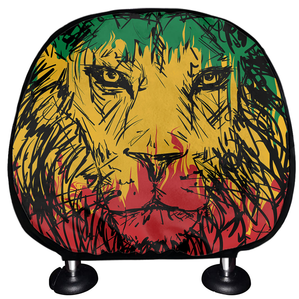 Rasta Lion Print Car Headrest Covers