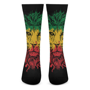 Rasta Lion Print Crew Socks