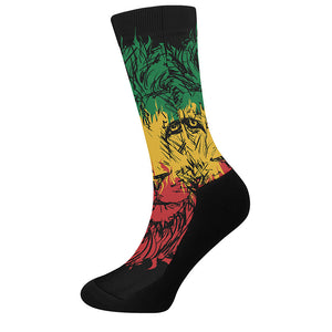 Rasta Lion Print Crew Socks