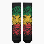 Rasta Lion Print Crew Socks