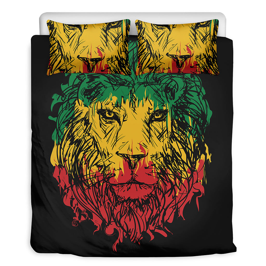 Rasta Lion Print Duvet Cover Bedding Set