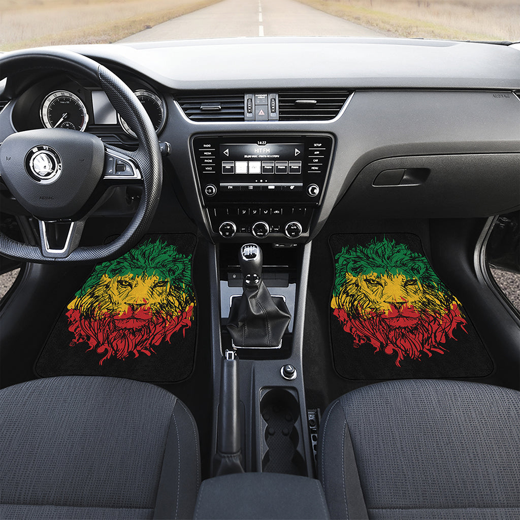 Rasta Lion Print Front Car Floor Mats