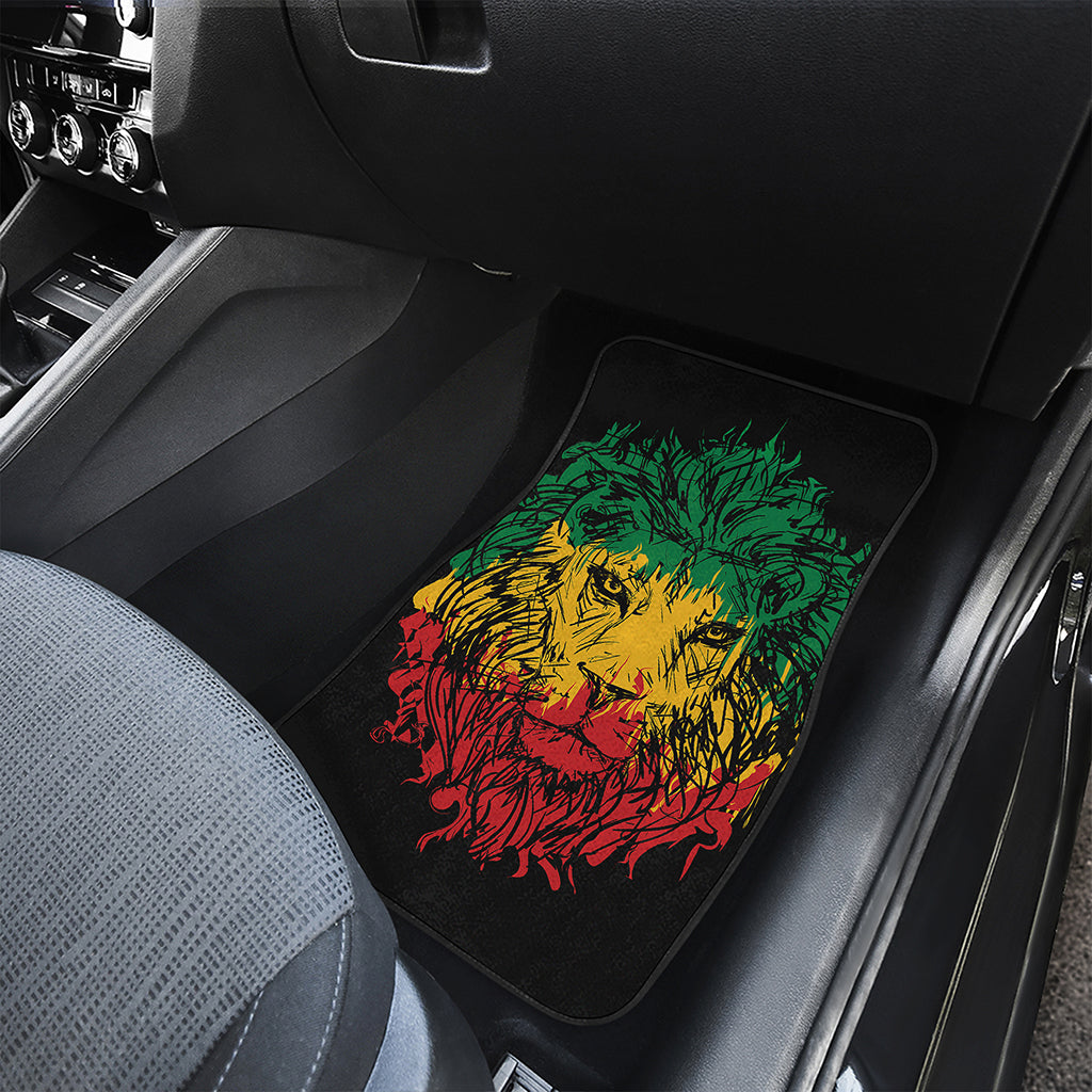 Rasta Lion Print Front Car Floor Mats