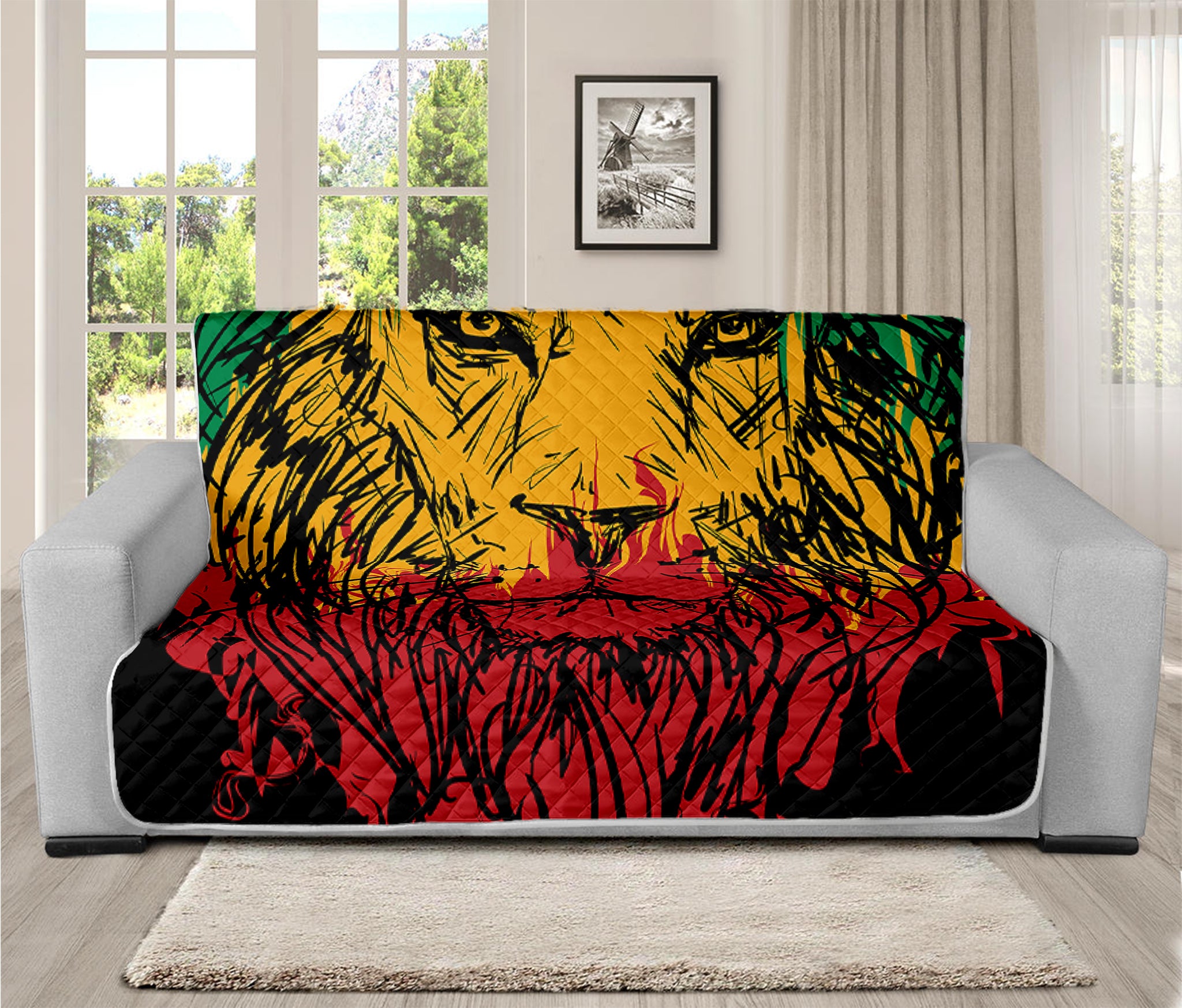 Rasta Lion Print Futon Protector