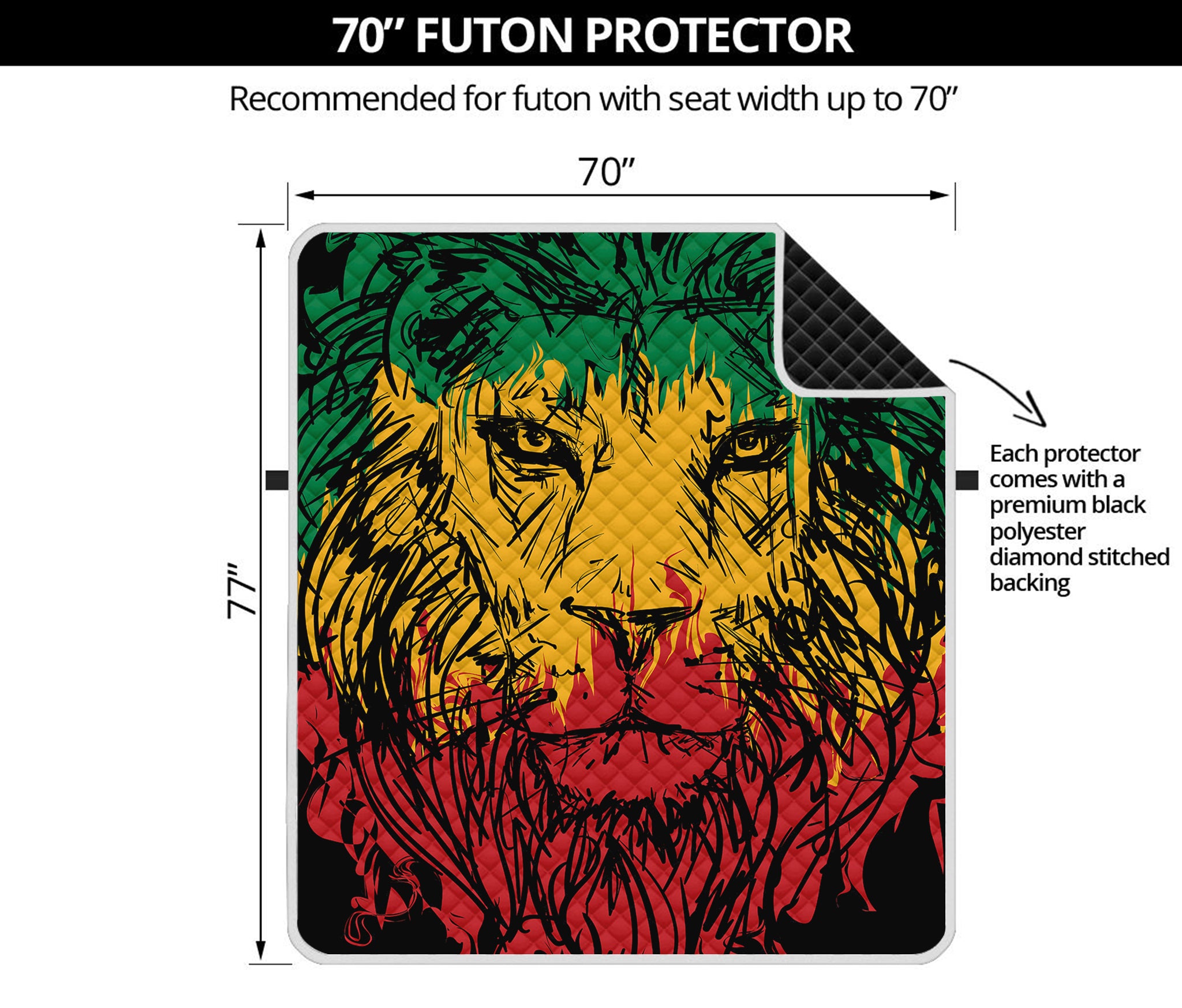 Rasta Lion Print Futon Protector