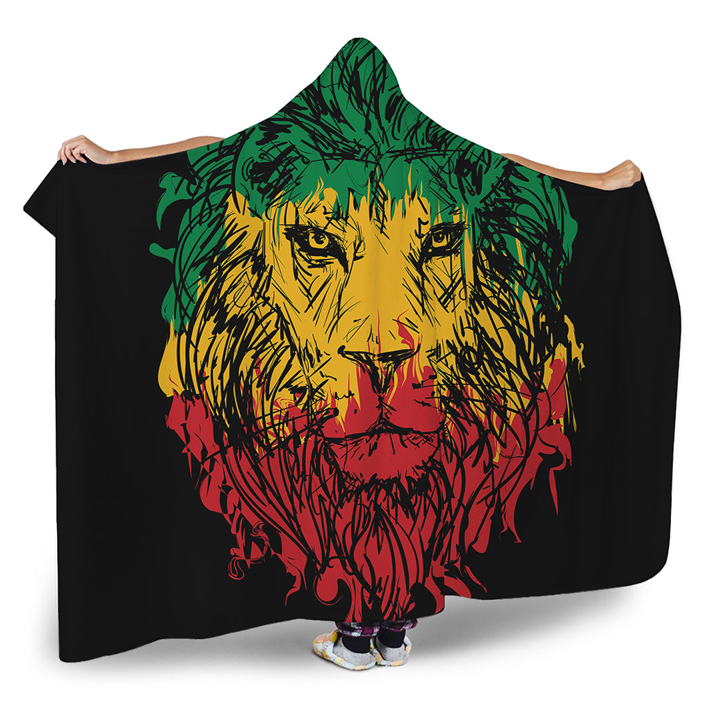 Rasta Lion Print Hooded Blanket