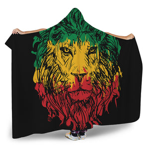 Rasta Lion Print Hooded Blanket