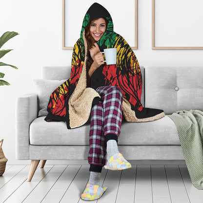 Rasta Lion Print Hooded Blanket