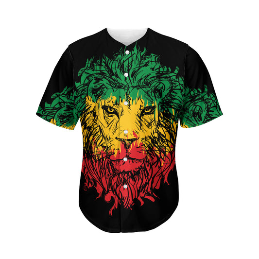 Rasta Lion Print Men's Baseball Jersey