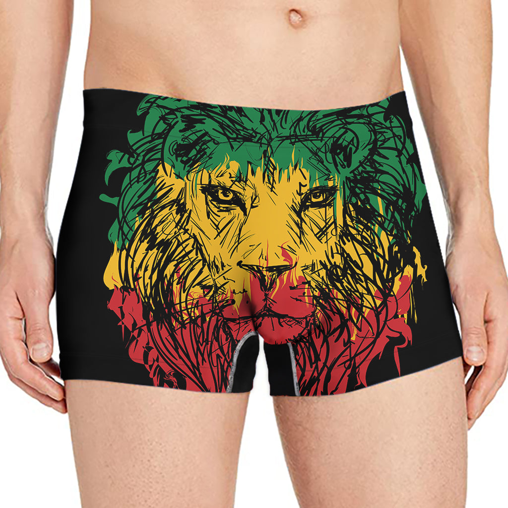 Rasta Lion Print Men's Boxer Briefs