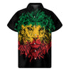 Rasta Lion Print Men's Short Sleeve Shirt