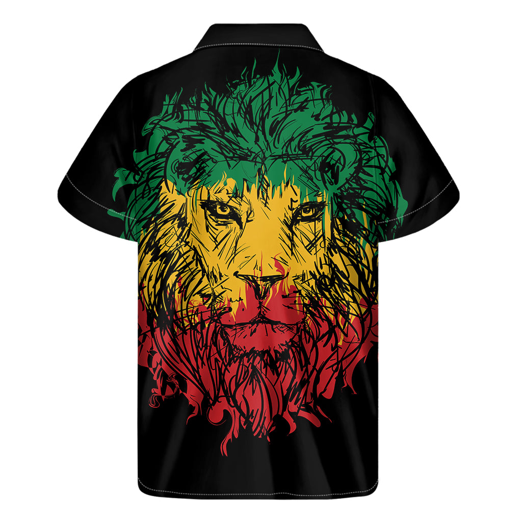 Rasta Lion Print Men's Short Sleeve Shirt