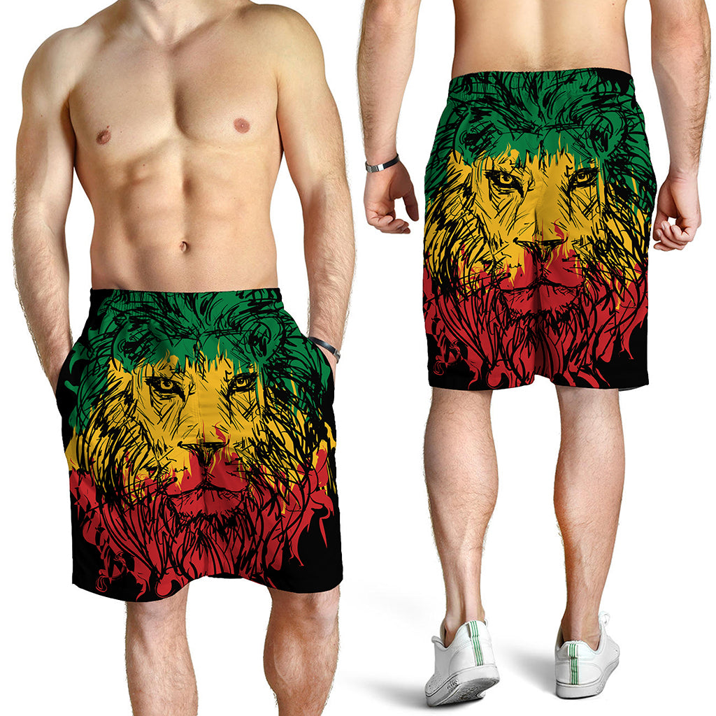 Rasta Lion Print Men's Shorts