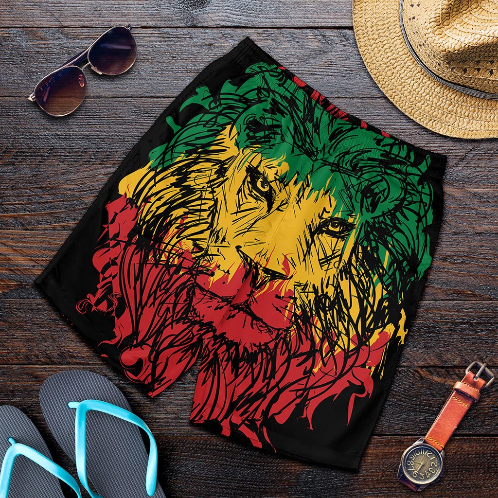 Rasta Lion Print Men's Shorts