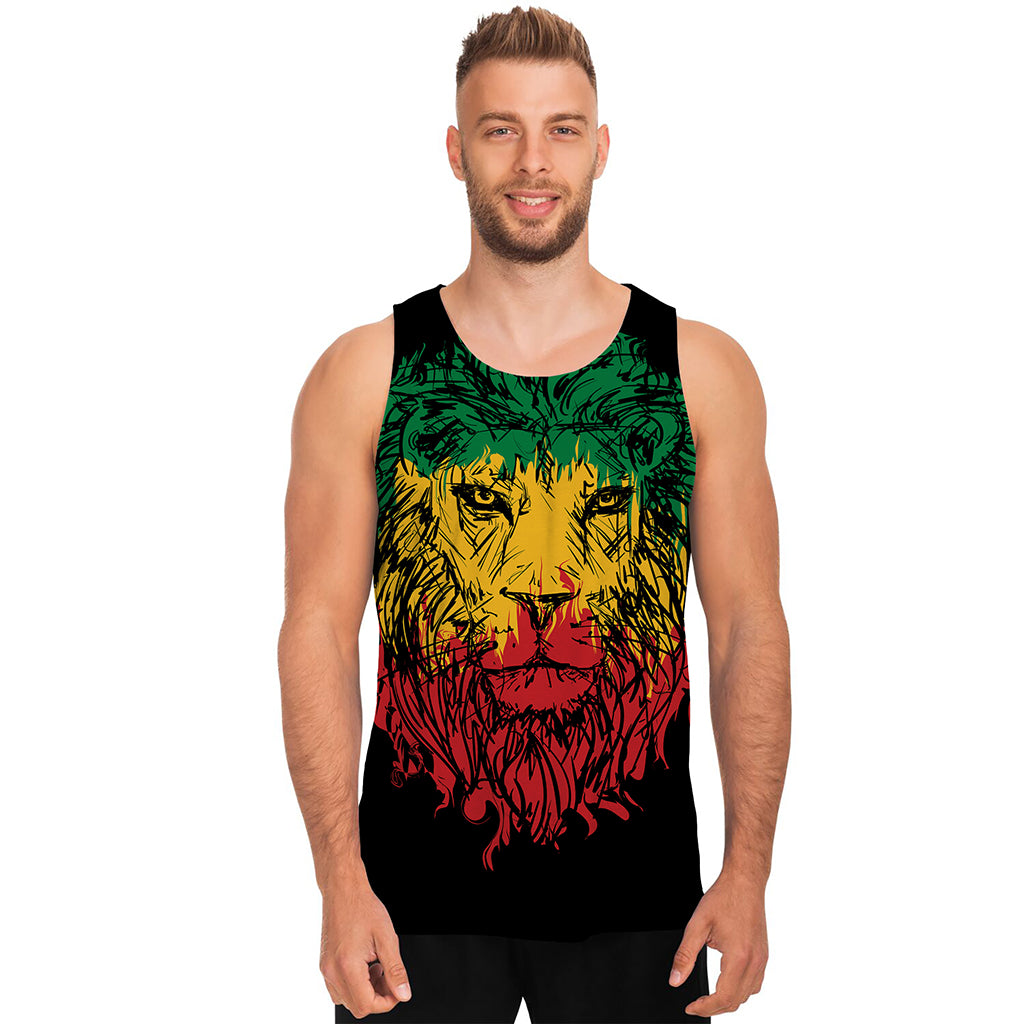 Rasta Lion Print Men's Tank Top