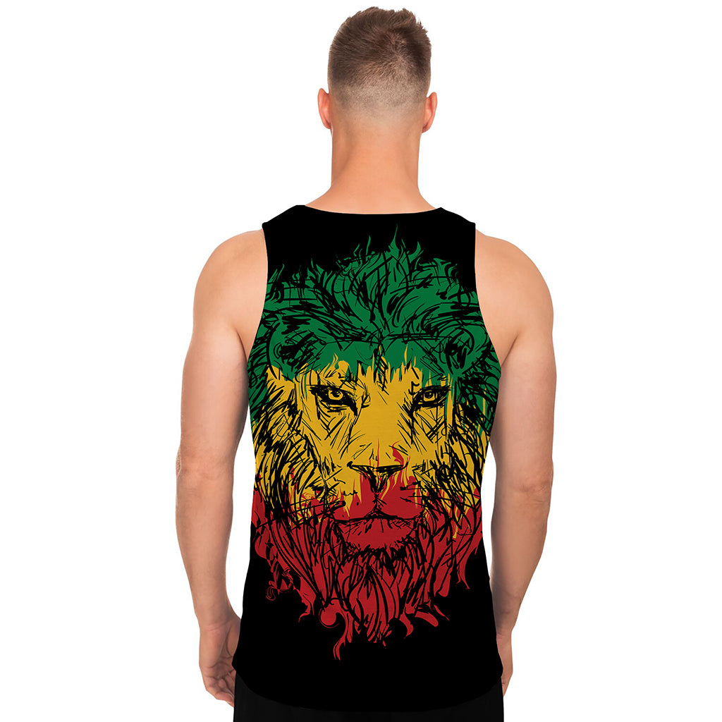 Rasta Lion Print Men's Tank Top