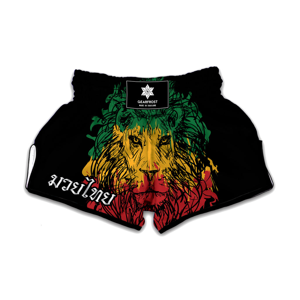 Rasta Lion Print Muay Thai Boxing Shorts