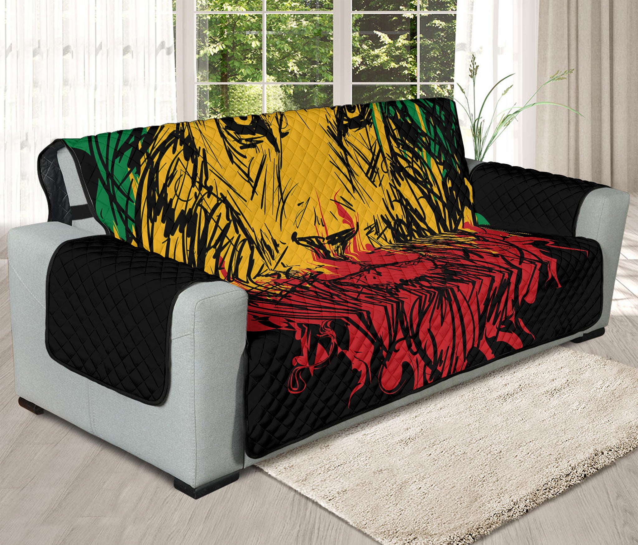 Rasta Lion Print Oversized Sofa Protector