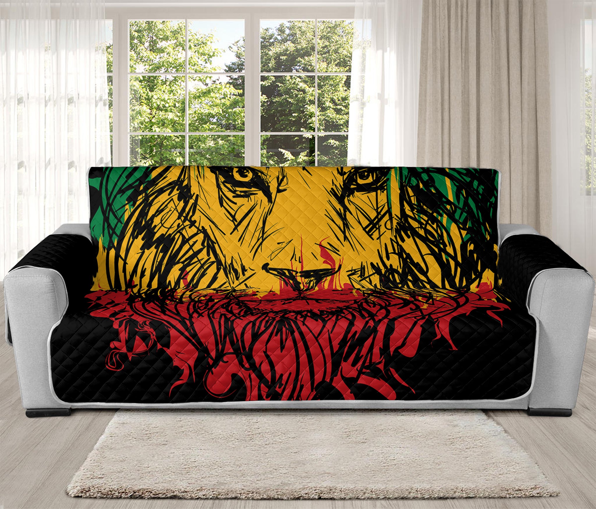 Rasta Lion Print Oversized Sofa Protector