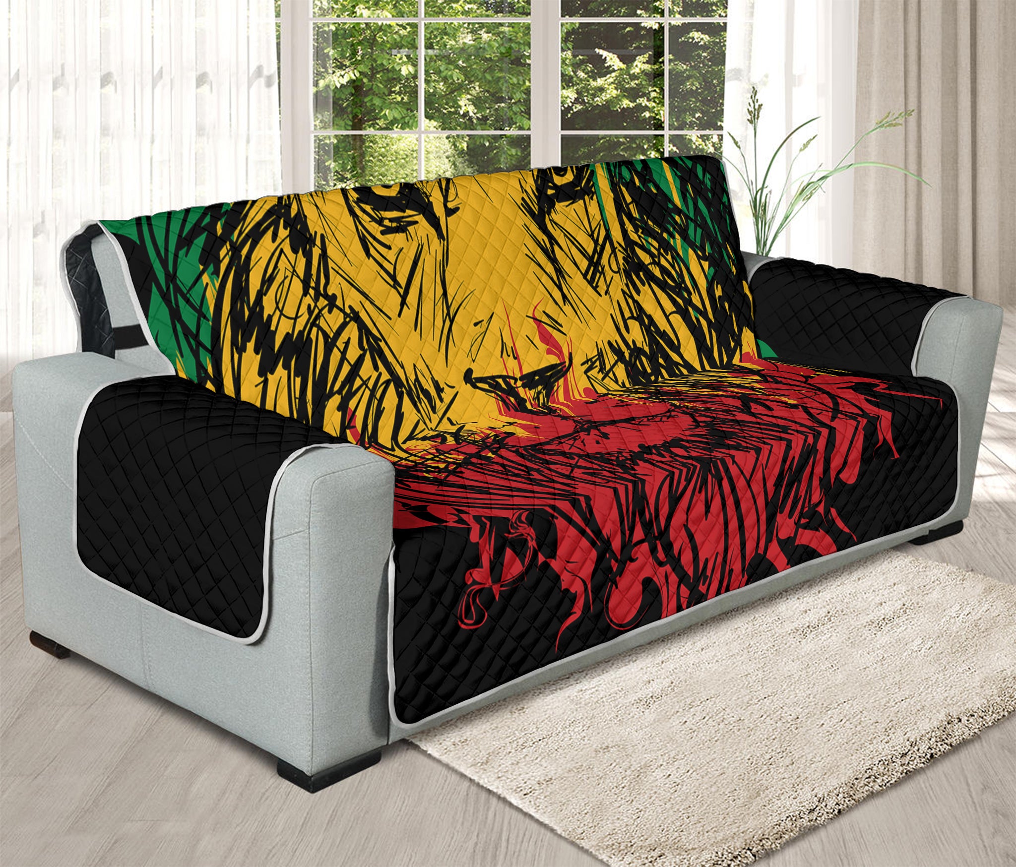 Rasta Lion Print Oversized Sofa Protector