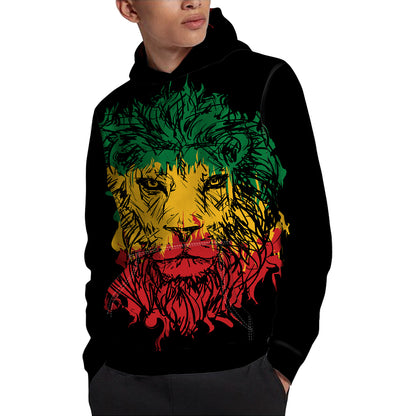 Rasta Lion Print Pullover Hoodie