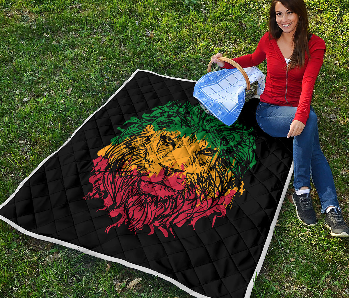 Rasta Lion Print Quilt