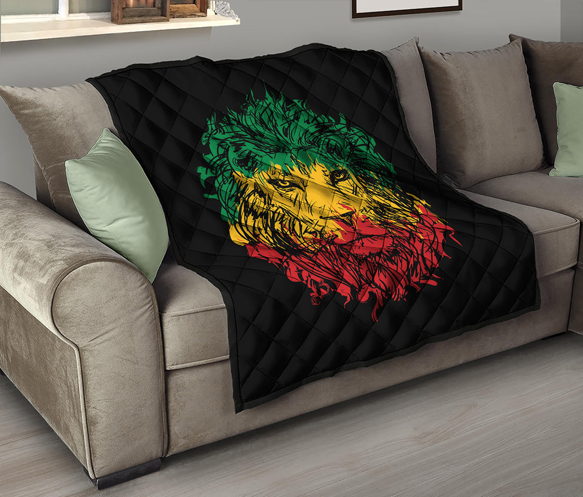 Rasta Lion Print Quilt