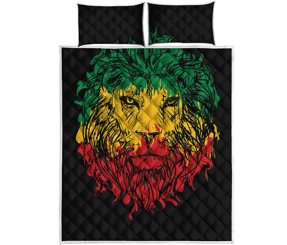 Rasta Lion Print Quilt Bed Set