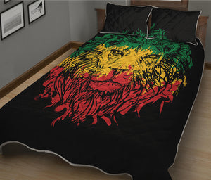 Rasta Lion Print Quilt Bed Set