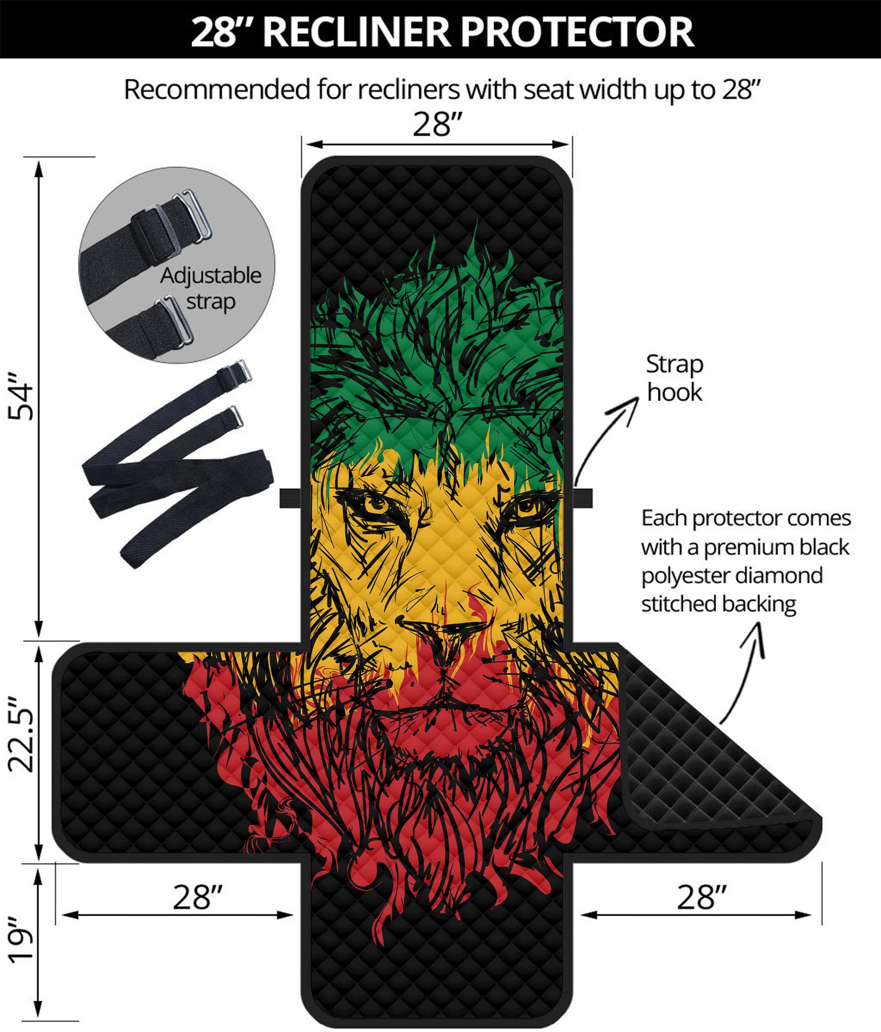 Rasta Lion Print Recliner Protector