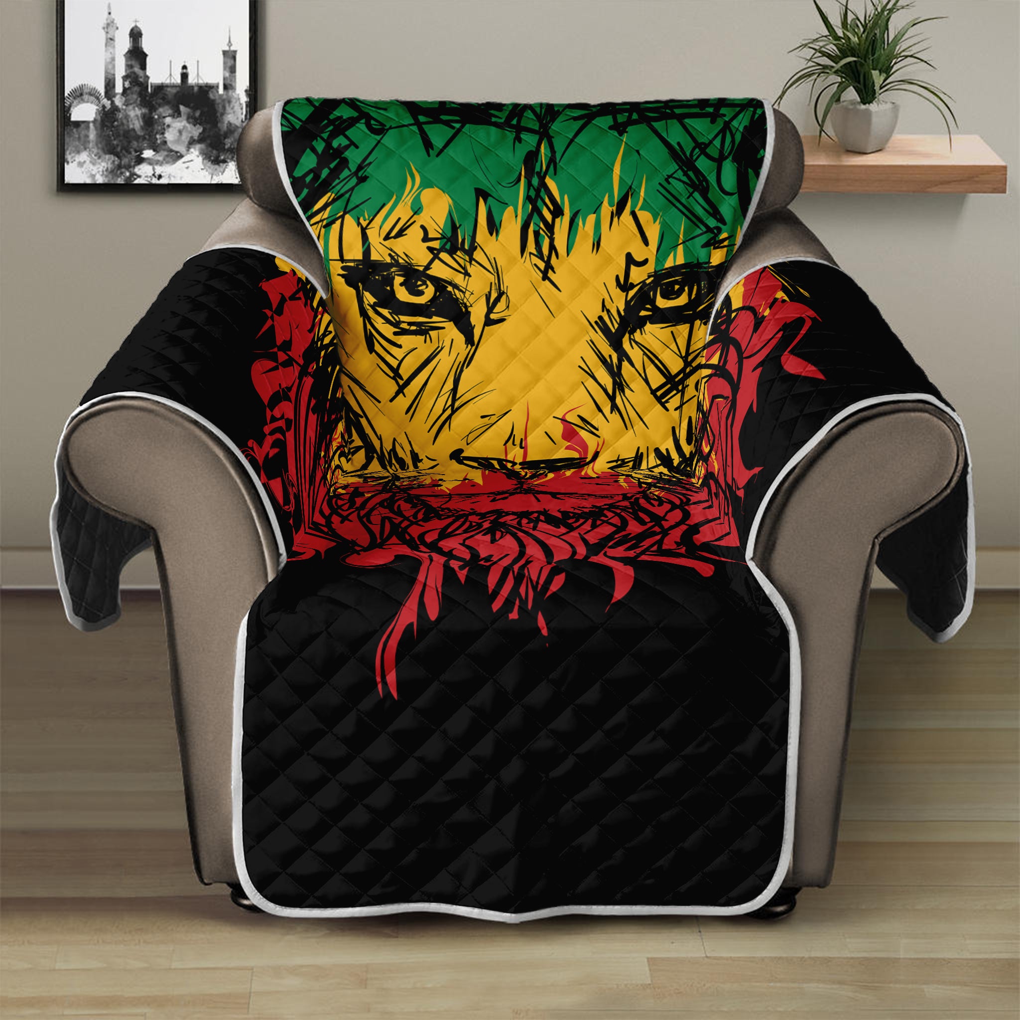 Rasta Lion Print Recliner Protector