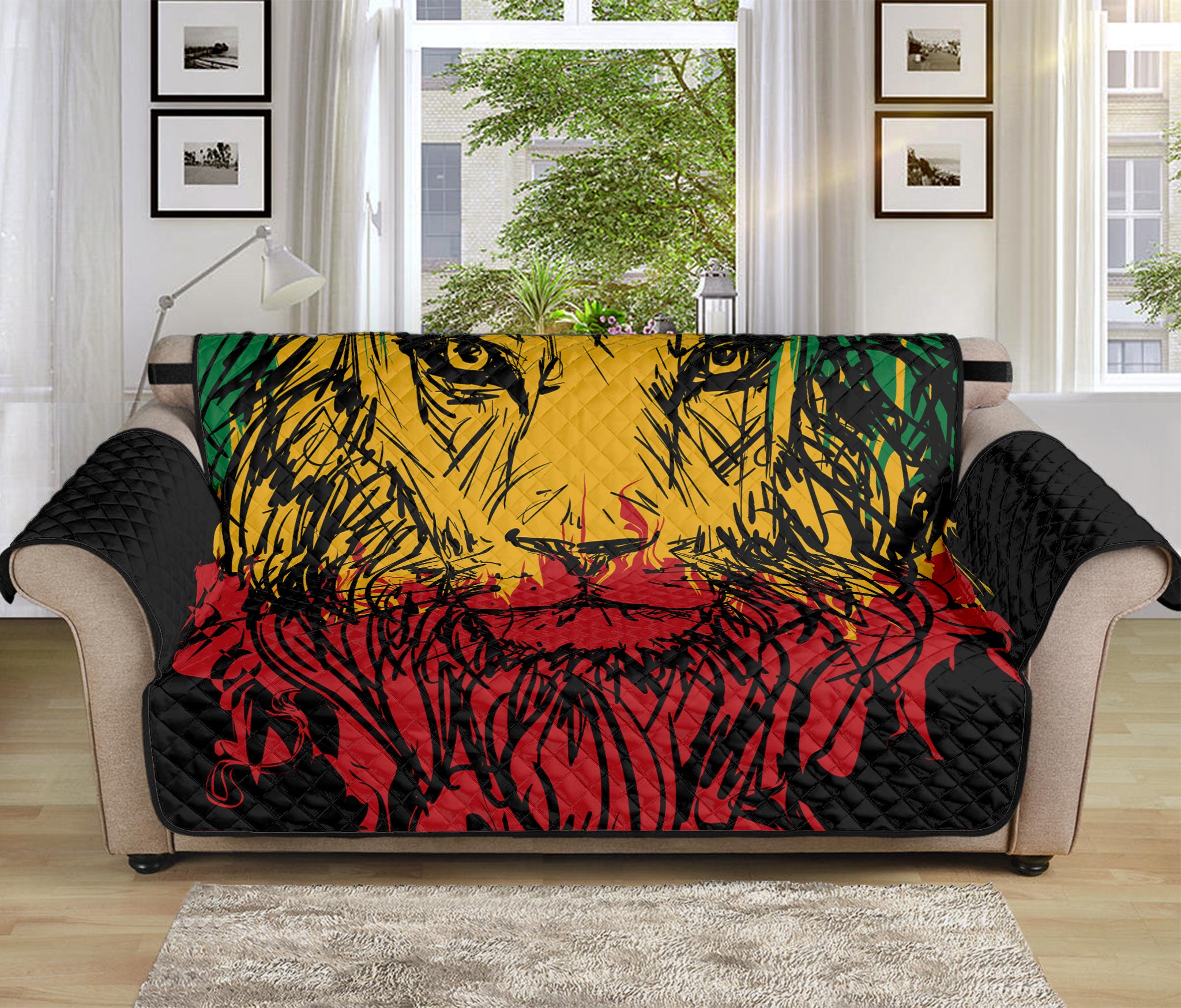 Rasta Lion Print Sofa Protector