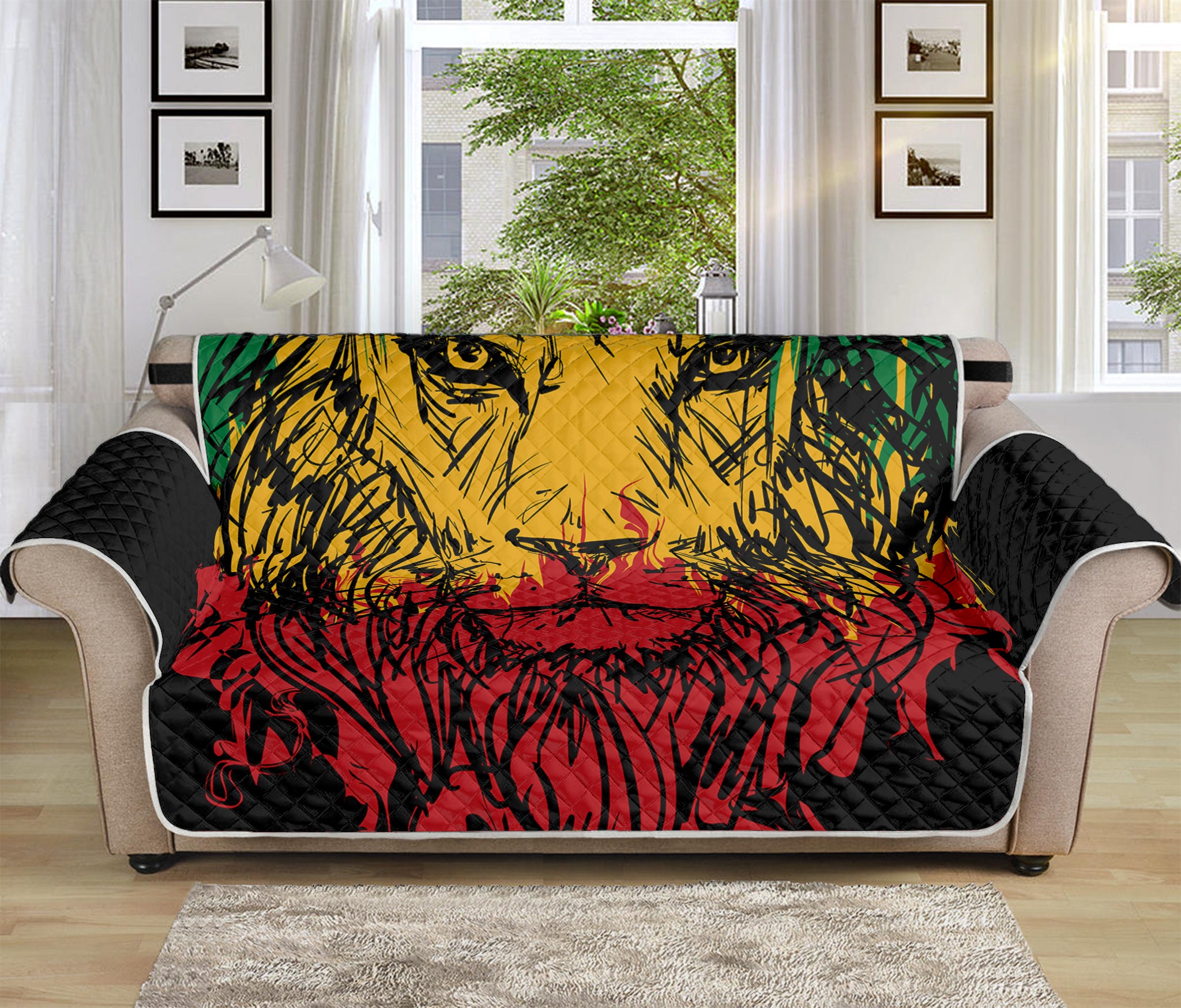 Rasta Lion Print Sofa Protector