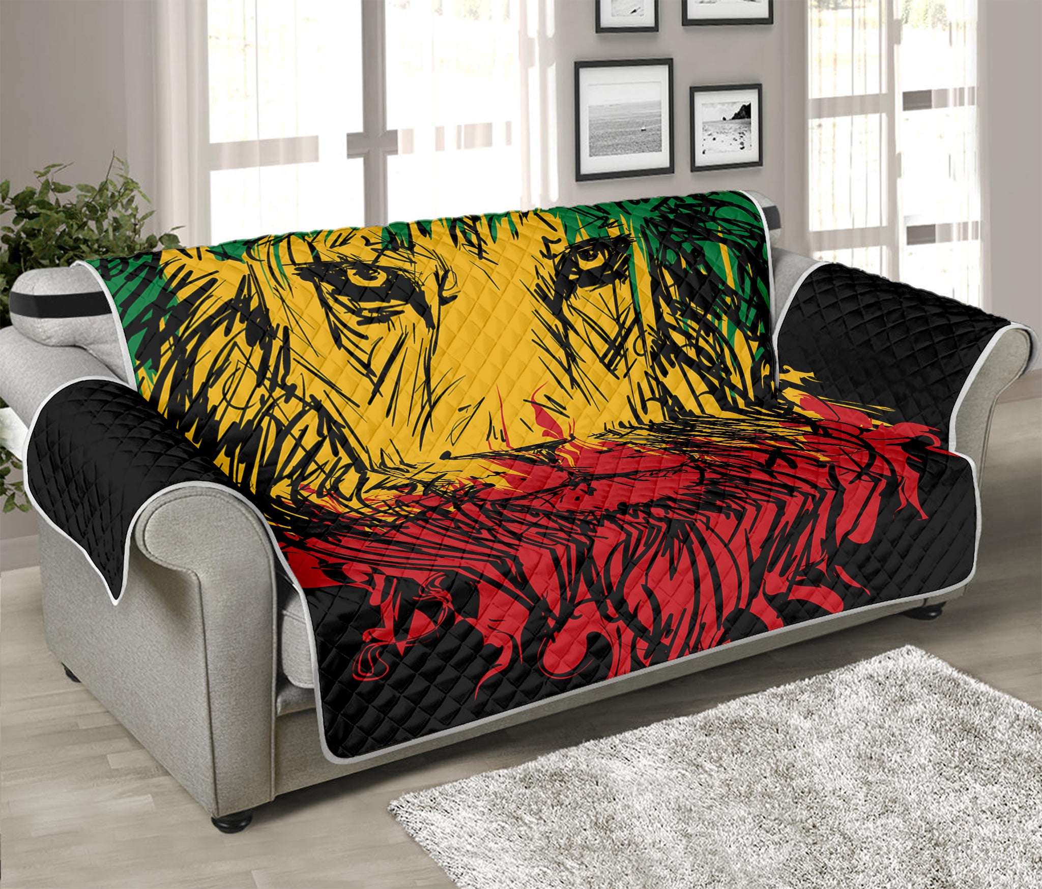 Rasta Lion Print Sofa Protector