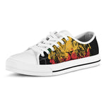 Rasta Lion Print White Low Top Sneakers