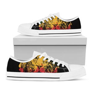 Rasta Lion Print White Low Top Sneakers