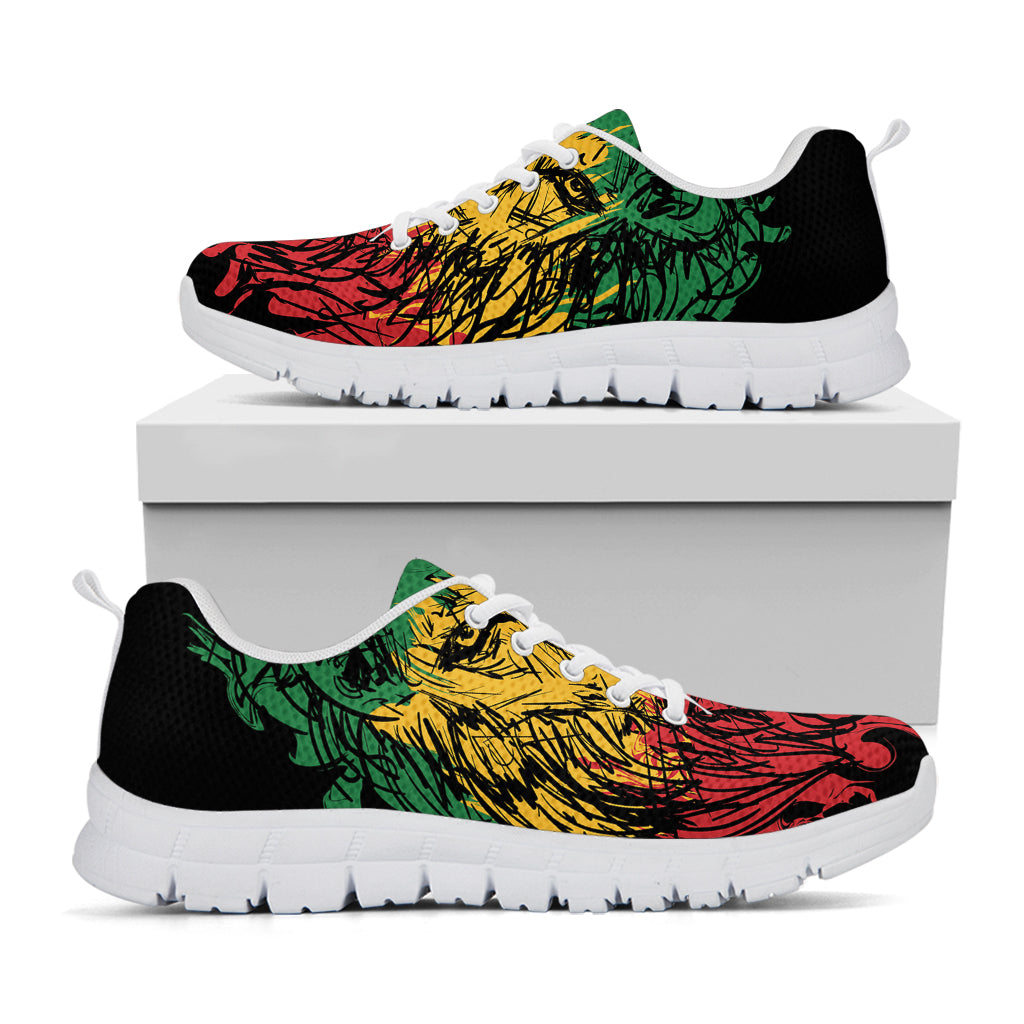 Rasta Lion Print White Sneakers