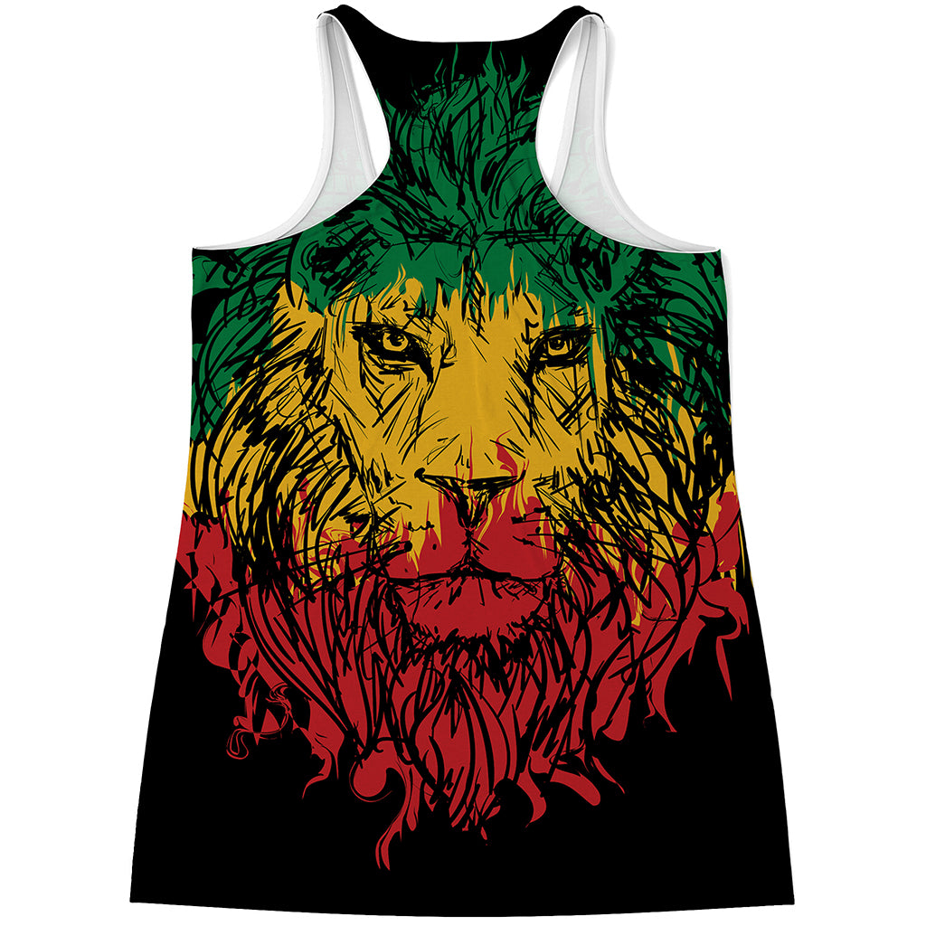 Rasta Lion Print Women's Racerback Tank Top