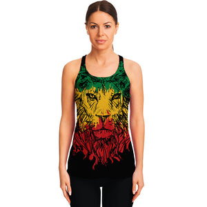 Rasta Lion Print Women's Racerback Tank Top