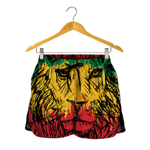 Rasta Lion Print Women's Shorts