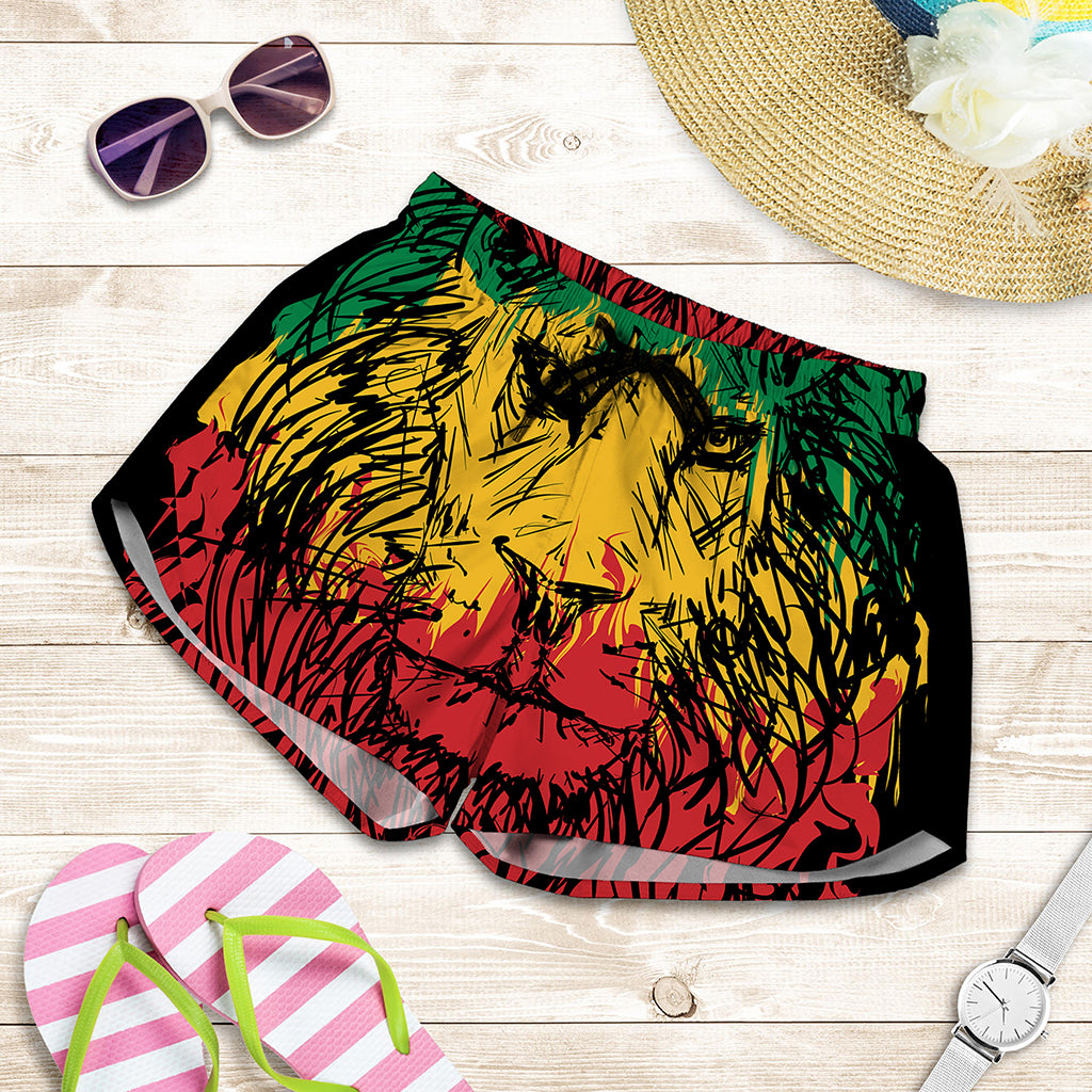 Rasta Lion Print Women's Shorts