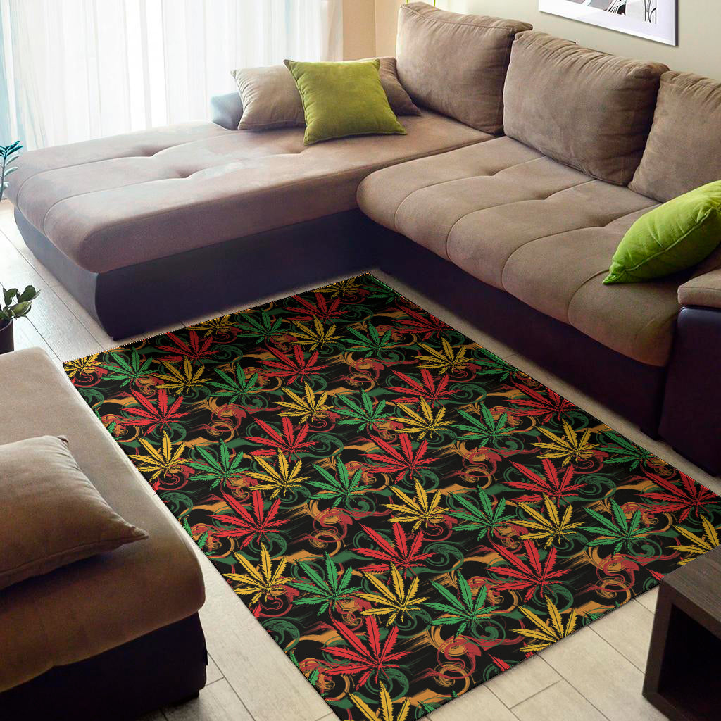 Rasta Marijuana Pattern Print Area Rug